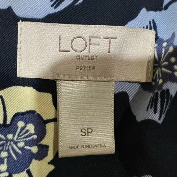 Loft Floral Long Wide Sleeve Dress Flared Wedding Guest Office Peonies Small P - Picture 4 of 5